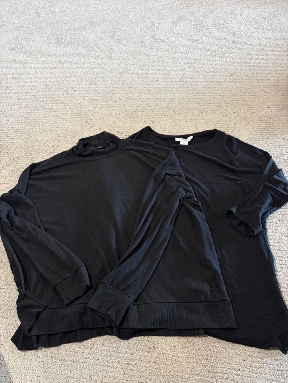 Lucky Brand Black Ribbed Knit Top and Soft Workshop Black 3/4 sleeve sweater